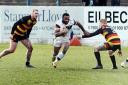 Man in the middle: Haven's Dion Aiye on the attack against Dewsbury Rams (Photos: Mike McKenzie)
