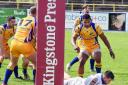 Tommy Holland scores against the Hemel Stags for Whitehaven