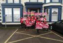 n Sue Hayman and a team of Labour-supporting women outside Mrs Hayman’s office in Workington wearing T-shirts with the slogan ‘Workington woman votes too!’