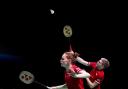 Up and over: Carlisle’s Lauren Smith in action with her mixed doubles partner Marcus Ellis