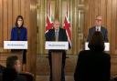 Dr Jenny Harries, Prime Minister Boris Johnson and Chief Scientific Adviser Sir Patrick Vallance, speaking at a media briefing in Downing Street. Pic: PA