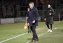 Paul Simpson on the touchline during the Newport game (photo: Barbara Abbott)