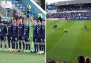 United players stood for a minute's silence before a rendition of the National Anthem (main photo: Barbara Abbott)