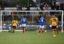 Newport score against Carlisle in 2015 - the first of eight largely fruitless trips for United to Rodney Parade (photo: Barbara Abbott)