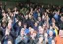 Fans enjoy the moment after Dennis scored from the spot  - Pic by : Richard Parkes