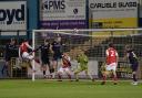 Kayden Hughes heads Fleetwood's second goal against Carlisle