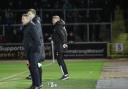 Pete Wild on the touchline during Barrow's 5-1 defeat at Carlisle United