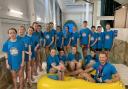 Members of Cockermouth Swimming Club with Luke Greenbank, Olympic gold-medallist, before they took on the Tropical Cyclone ride at Center Parcs Whinfell Forest.