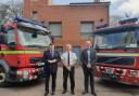 Peter McCall, chief fire officer John Beard and deputy Cumbria police, fire and crime commissioner, Mike Johnson