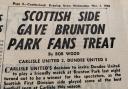Our headline in 1965 after the Carlisle United v Dundee United friendly