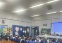 The Knights of St Columba visiting St Cuthbert's Catholic Primary School