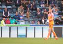 Jokull Andresson makes the long walk to the dressing room after his dismissal