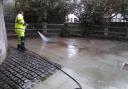 The cleaning effort targeted stubborn dirt covering pavements and pedestrianised zones