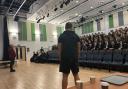 Danny Sculthorpe and Phil Veivers gave a talk about mental health to students at the West Lakes Academy