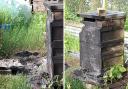 The active bee hives which were 'burnt out' in Siddick