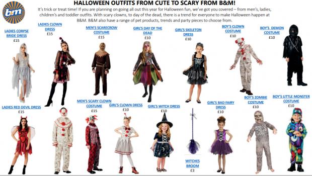 News and Star: Halloween Costumes for everyone. Credit: B&M