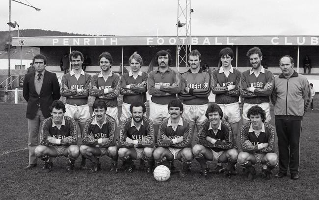 The Penrith AFC team line up before a game in 1981