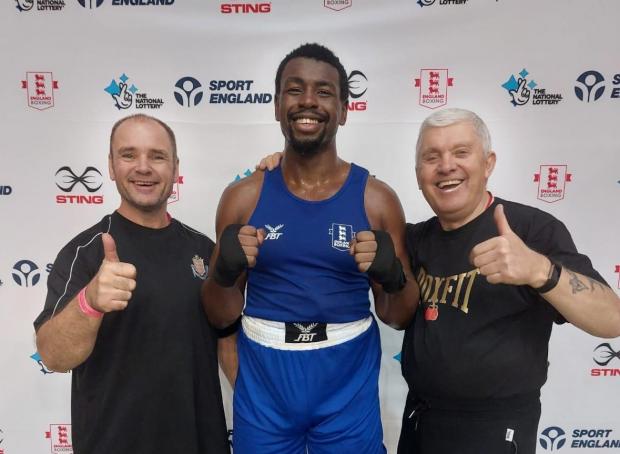 News and Star: Ike Ogbo pictured with Border ABC coaches Dean Jopson, left, and David Howes