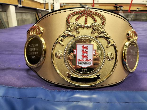 News and Star: The prestigious England amateur boxing title belt won in December by Carlisle's Ike Ogbo