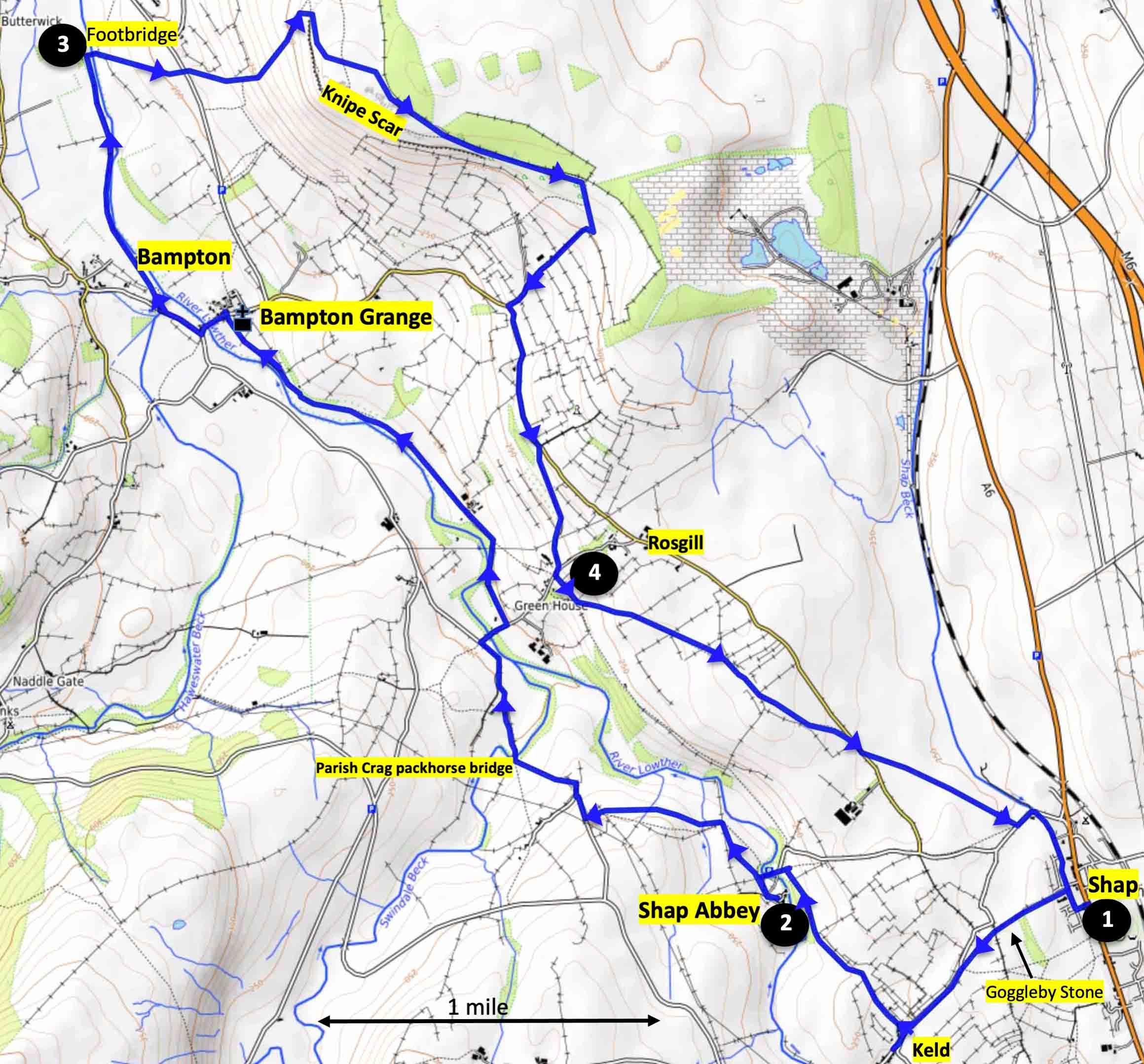 Shap & Knipe route map