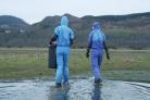 EMERGENCY: Staff in PPE working at RSPB Mersehead, Credit: RSPB