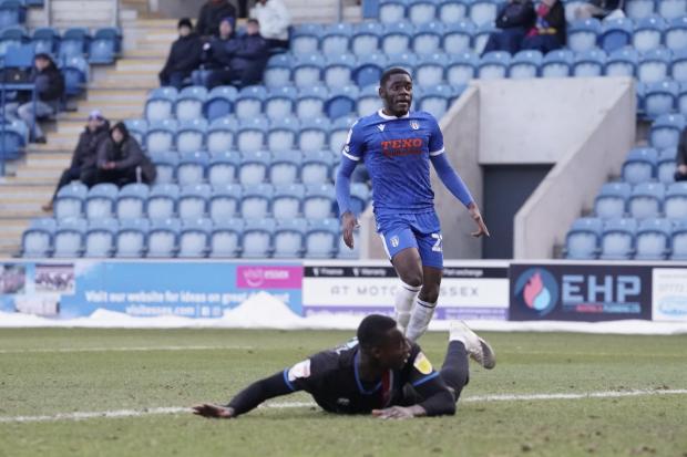 News and Star: Tobi Sho-Silva scored his first United goal to rescue a point at Colchester (photo: Barbara Abbott)
