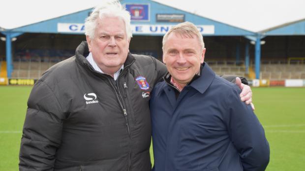 News and Star: Nigel Clibbens said Paul Simpson, pictured below right with chairman Andrew Jenkins, is "relaxed" about conversations about managerial performance (photo: Amy Nixon)