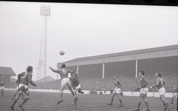 News and Star: Aerial battle during United's first game of the 1970s