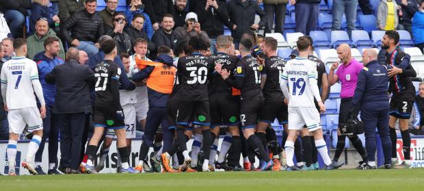 News and Star: Angry scenes as players clash after MacDonald's red card