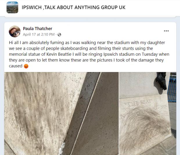 News and Star: A Facebook post about the damage to the plinth