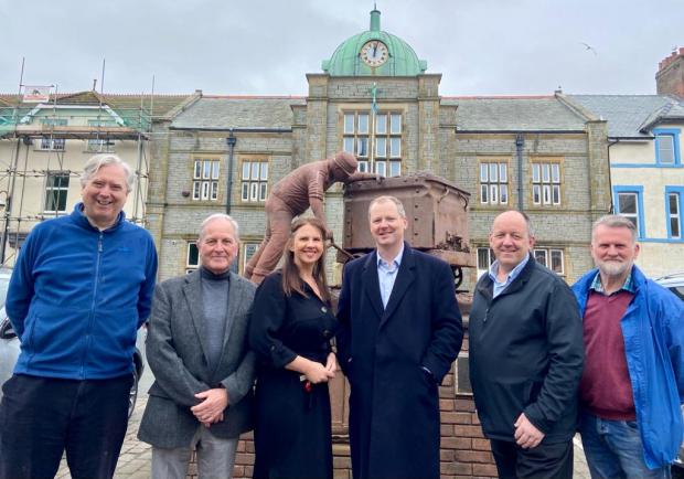 News and Star: Minister Neil O’Brien and Trudy Harrison MP are joined by Conservative Cumberland Council candidates, from left to right, Chris Whiteside, Doug Wilson, Andy Pratt and Ged McGrath in Millom