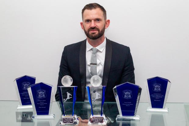 News and Star: Mark Howard with his end-of-season awards haul (photo: Ben Holmes)