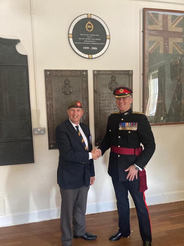 News and Star: PROUD: David Israel, left, and Colonel Andrew Kennedy, right, Deputy Colonel of The Duke of Lancaster’s Regiment