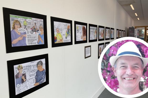 COMMUNITY: David Lush (inset) has the art displayed in the Harraby Community Campus