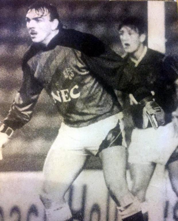 News and Star: Derek Walsh, right, in action for Everton alongside Neville Southall