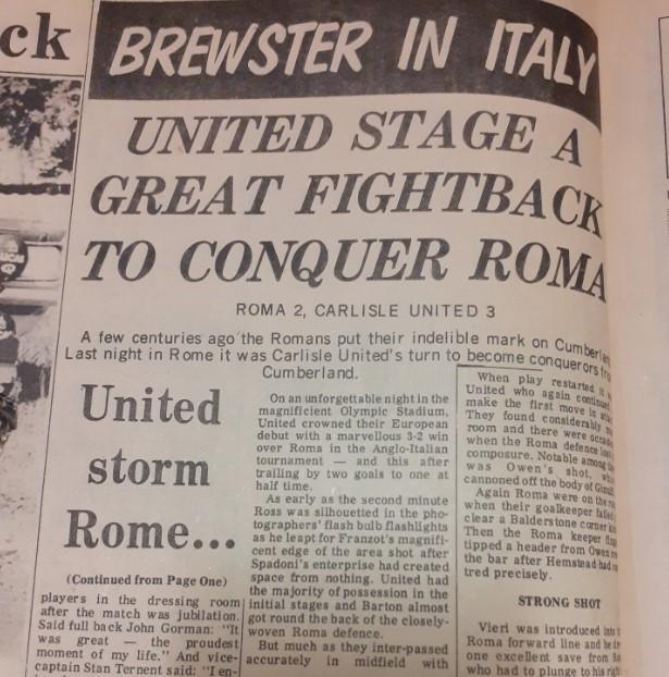 News and Star: Our report of United's win in Rome, by Ross Brewster