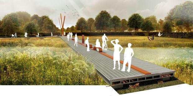 News and Star: An artist's impression of open space proposed as the centre piece of St Cuthbert's Garden Village