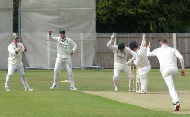 News and Star: Postlethwaite takes a catch behind off Siddall. Picture: Lesley Cairns