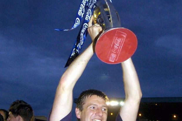 The official trophy and medal presentation to League Two Champions Carlisle United at Brunton Park in 2006