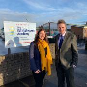 Visit: Education secretary Gavin Williamson met Conservative election hopefuls Trudy Harrison and Mark Jenkinson