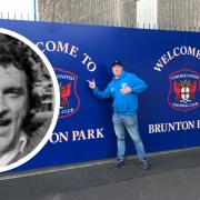 Malcolm Thompson, main photo, visited Brunton Park last weekend in memory of Kevin Beattie, inset