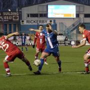 Brennan Dickenson tries to find a way through for Carlisle United against Crawley Town (photos: Barbara Abbott)