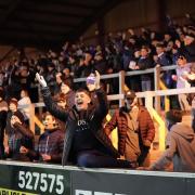 fans celebrate  - Carlisle United v Crawley Town, Brunton Park, Skybet League2,  Photographer Barbara Abbott. NO UNAUTHORISED USE.