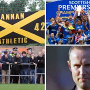 Annan welcome Rangers, top right, to Galabank in a big Scottish Cup tie for Peter Murphy's side, bottom right (photos: PA / Stuart Walker)