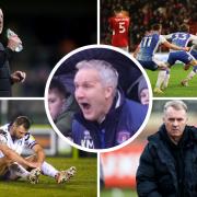 Can Keith Millen, centre, steer Carlisle above opponents like, clockwise from top left, Scunthorpe, Barrow, Oldham and Colchester? (photos: Richard Parkes / PA)