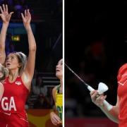 Helen Housby and England's netballers lost to Australia, left, while Lauren Smith, right, progressed to two badminton semi-finals (photos: PA)