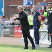 Paul Simpson on the touchline during the Gillingham game (photo: Barbara Abbott)
