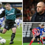 Ex-Rochdale player-boss Paul Simpson, left, takes on his former club who are now managed by Jim Bentley, top right and include former Blues loanee Connor Malley, bottom right (photos: PA / Stuart Walker)