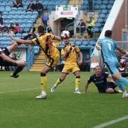 Carlisle goalscorer Jon Mellish tries an acrobatic effort in the second half against Rochdale (photo: Barbara Abbott / Ben Holmes)