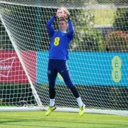 Dean Henderson training with England at St George's Park on Sunday (photo: PA)